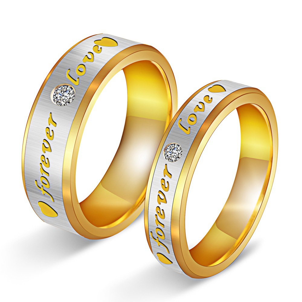 Cross-Border Factory Ornament Wholesale Fashion Romantic Couple Ring Couple Rings Titanium Steel Ring Stainless Steel Accessories