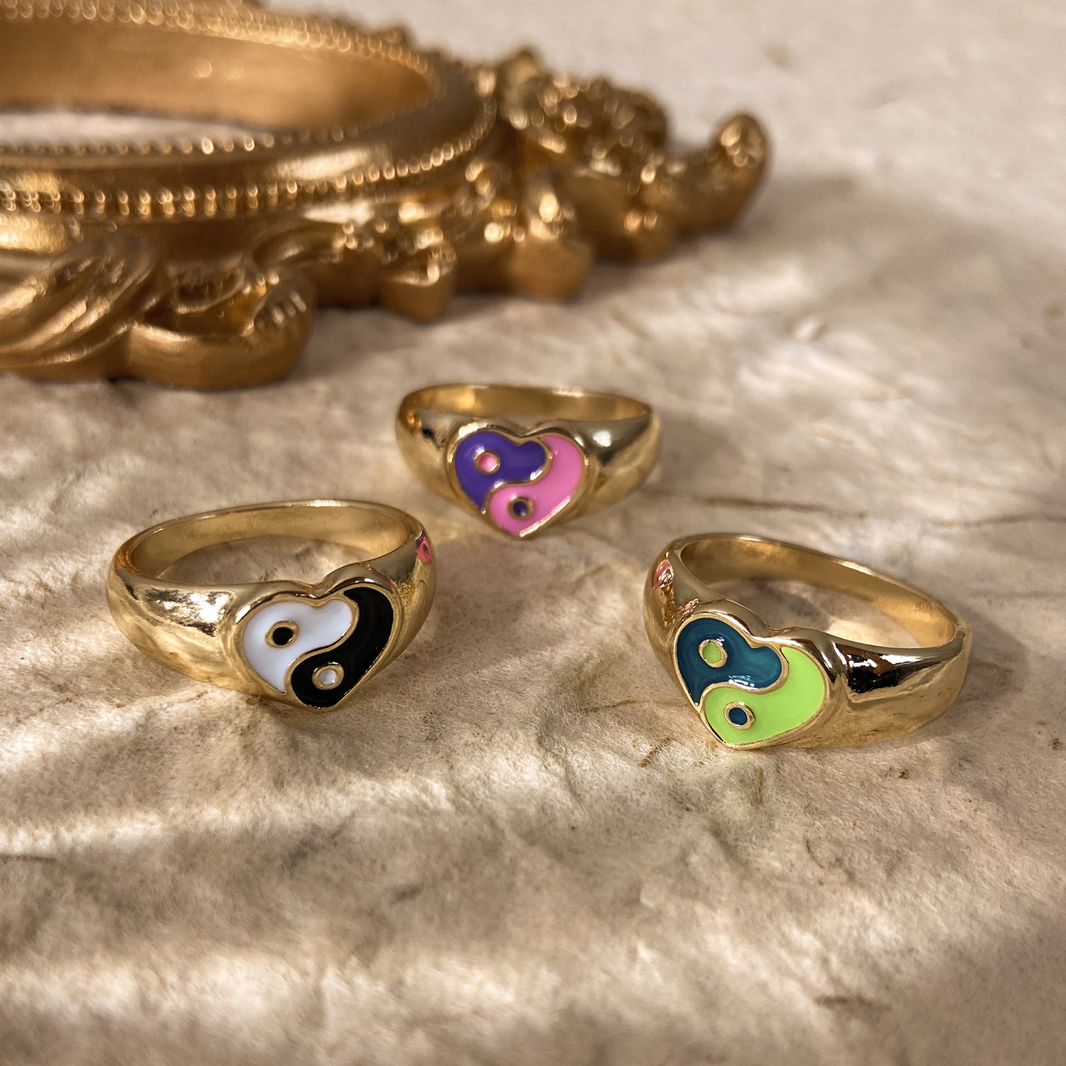 INS Internet Hot New Popular Ring Metal Colorful Oil Necklace Ring Women&#039;s Fashion Ring Couple Rings Alloy Ring