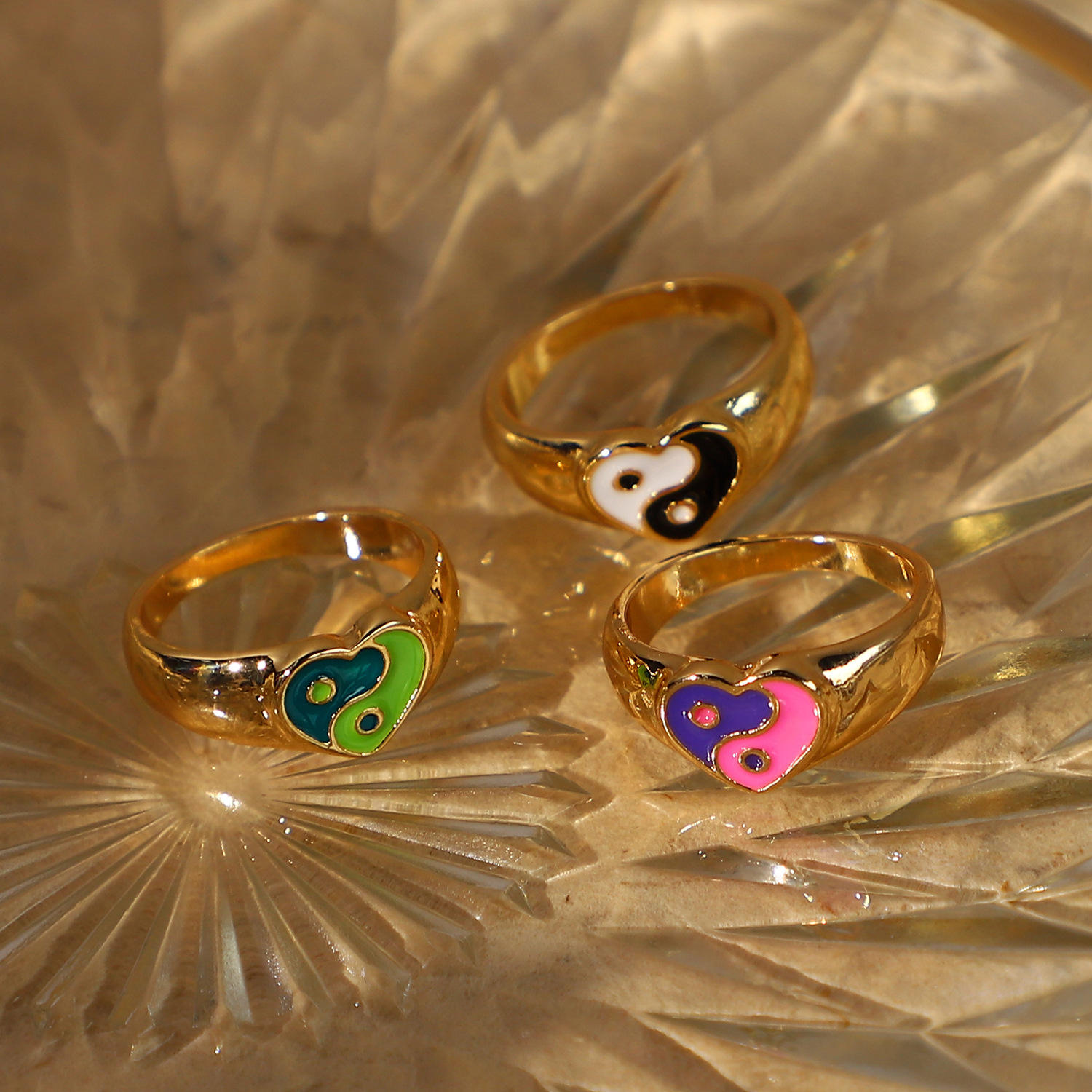 INS Internet Hot New Popular Ring Metal Colorful Oil Necklace Ring Women's Fashion Ring Couple Rings Alloy Ring
