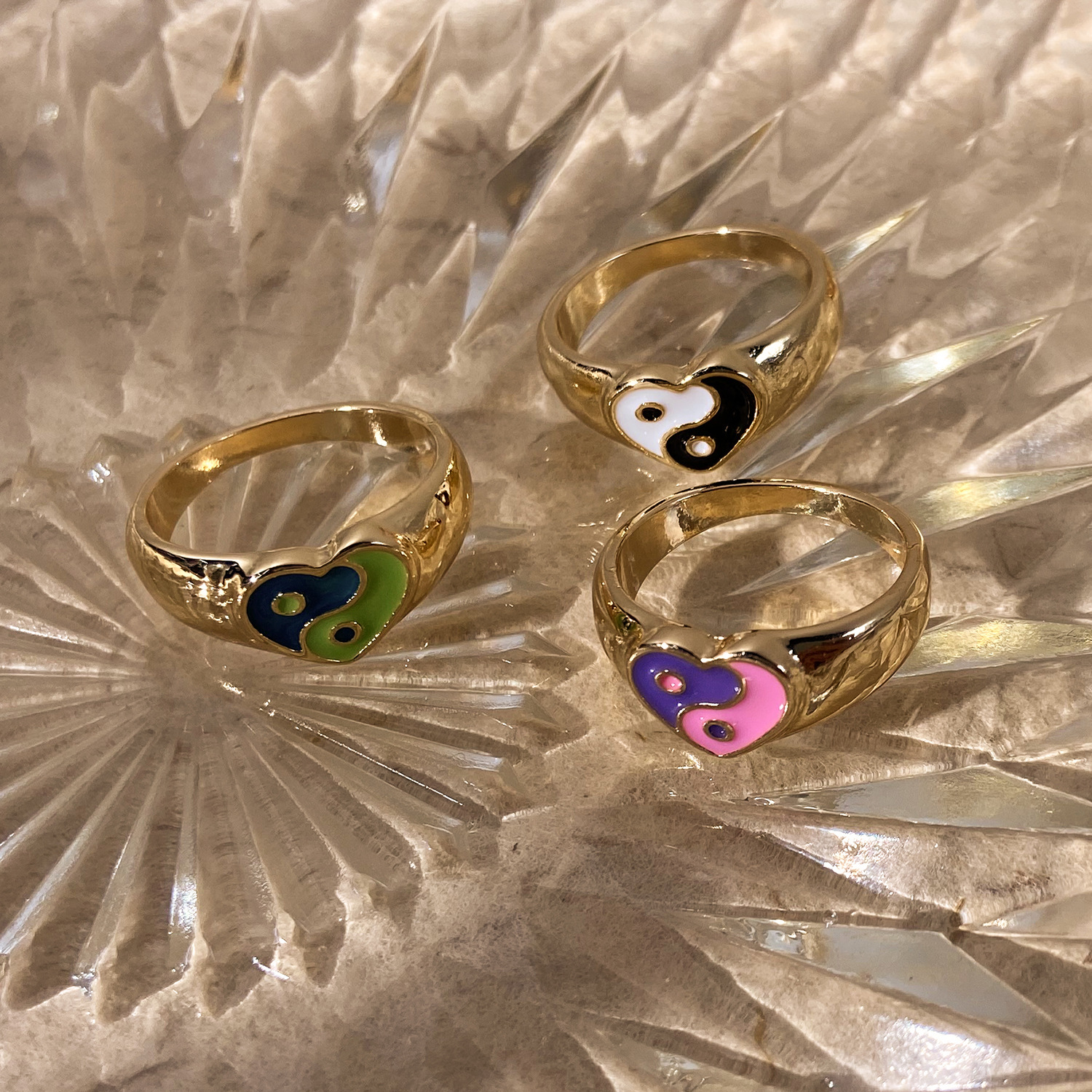 INS Internet Hot New Popular Ring Metal Colorful Oil Necklace Ring Women's Fashion Ring Couple Rings Alloy Ring