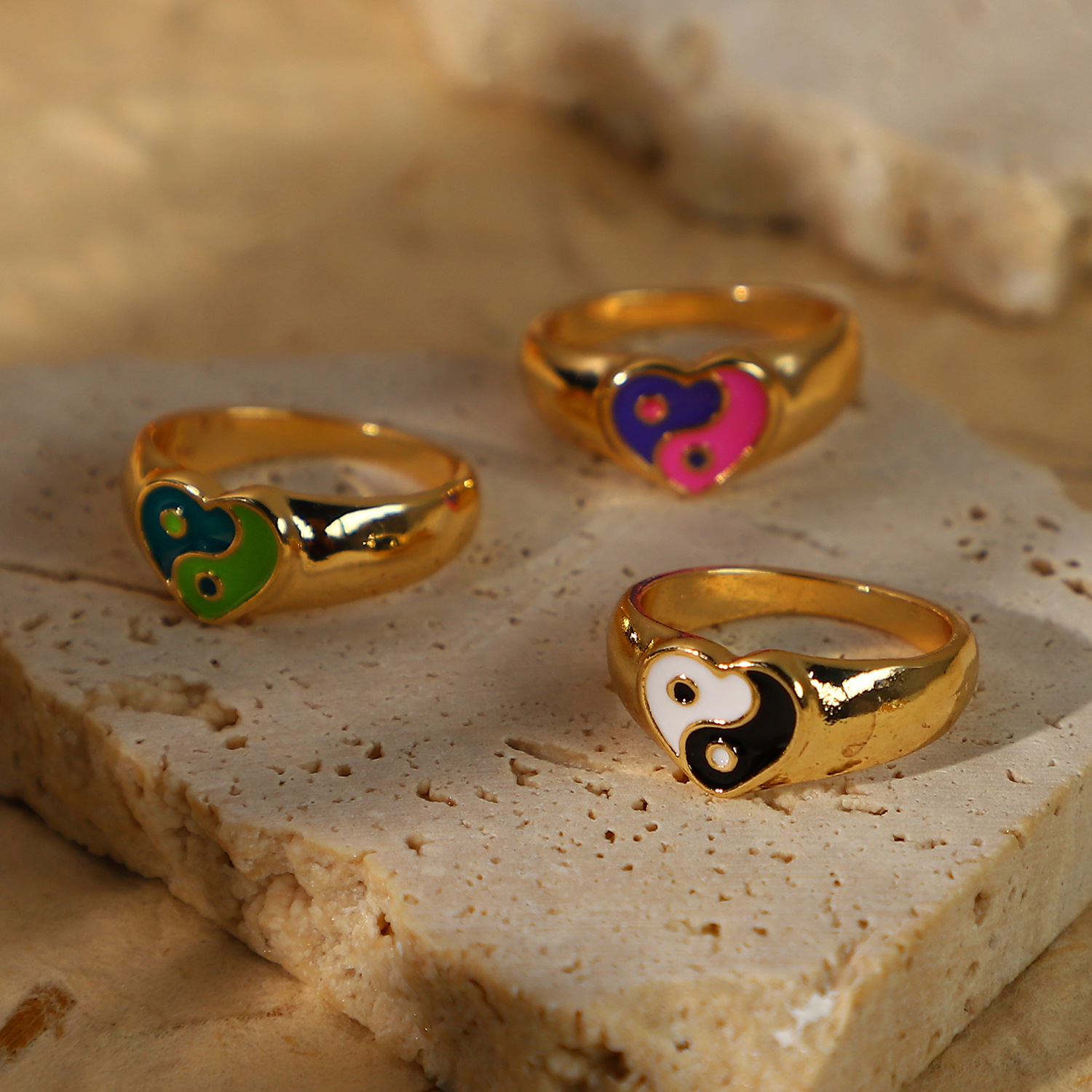 INS Internet Hot New Popular Ring Metal Colorful Oil Necklace Ring Women's Fashion Ring Couple Rings Alloy Ring