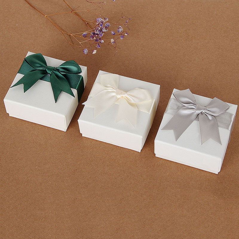 Ring Box  Couple Rings Bow Packing Box Small Bracelet Stud Earrings Box Jewelry Box Customized Wholesale