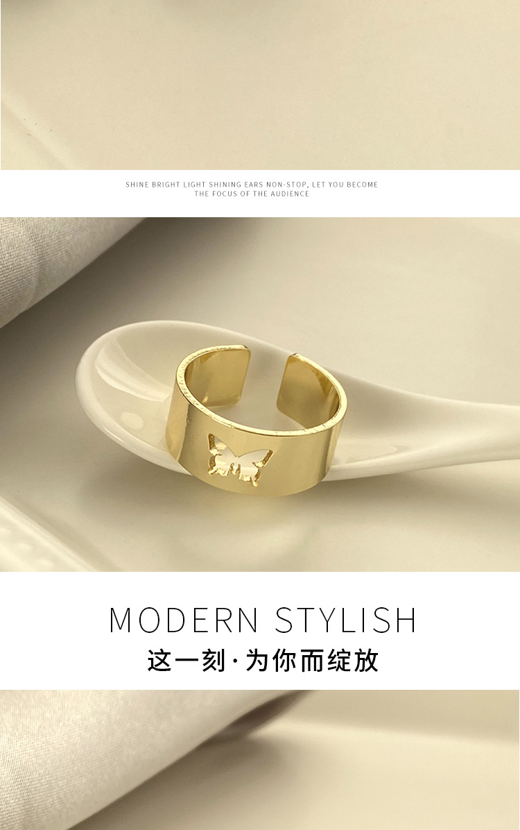 Foreign Trade Cross-Border Punk Couple Ring Men and Women Couple Rings Combination Ins Style Butterfly Fashion Personalized Index Finger Ring