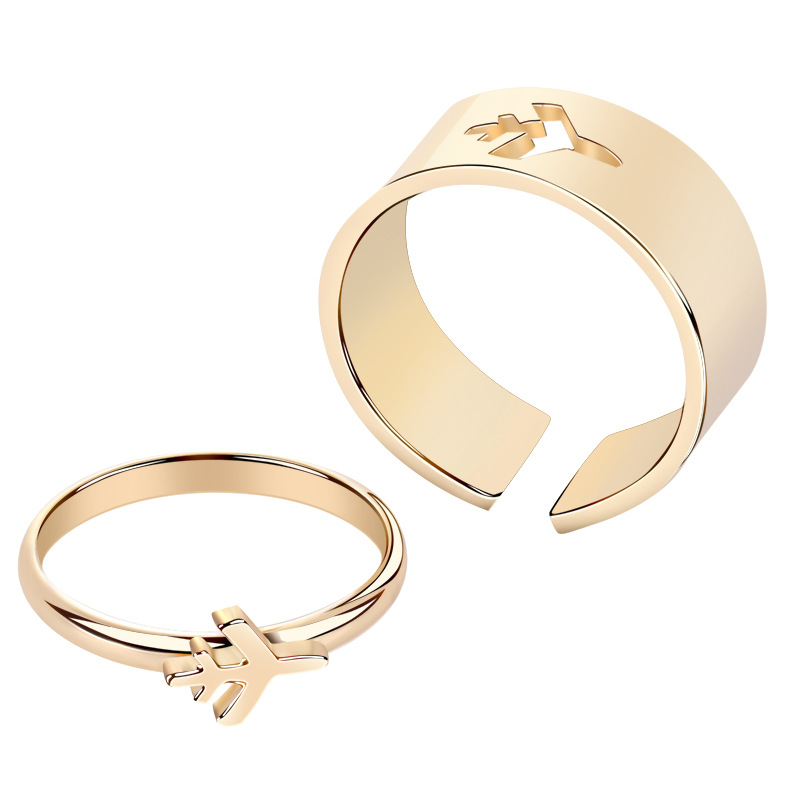 Foreign Trade Cross-Border Punk Couple Ring Men and Women Couple Rings Combination Ins Style Butterfly Fashion Personalized Index Finger Ring