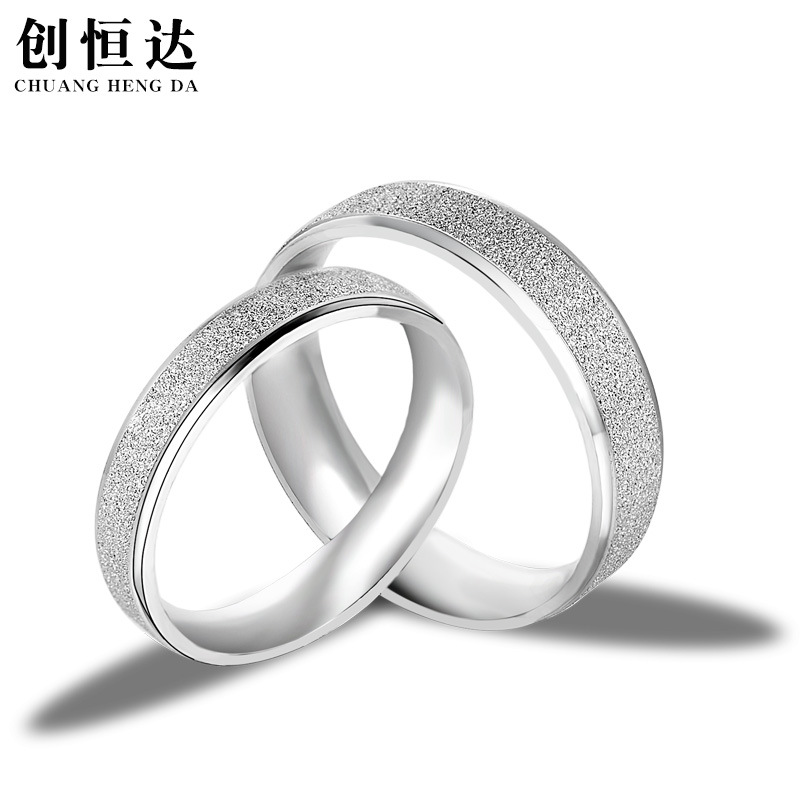 S925 Sterling Silver Frosted Men and Women Couple Couple Rings Little Finger Ring Engagement Ring Silver Accessories