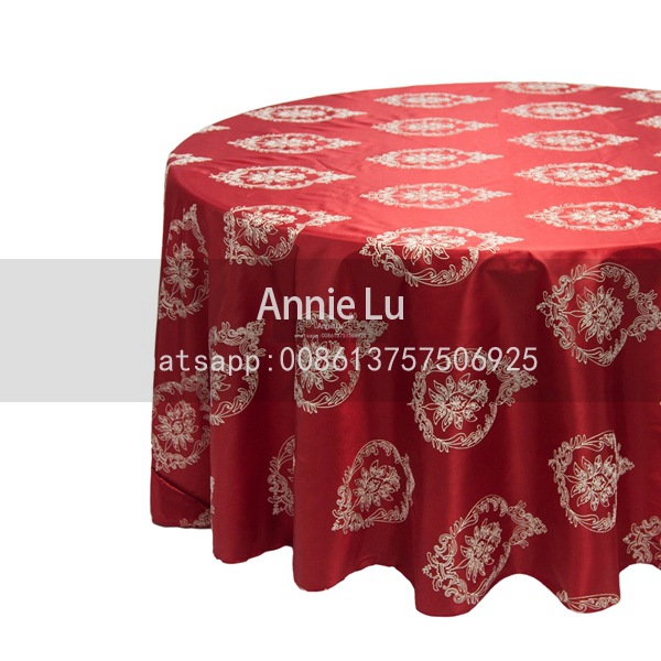 Festive Chinese Red Series Chameleon Three-Dimensional Embroidered Flower Custom Fashion Wedding Hotel Decorative Tablecloth Chair Cover