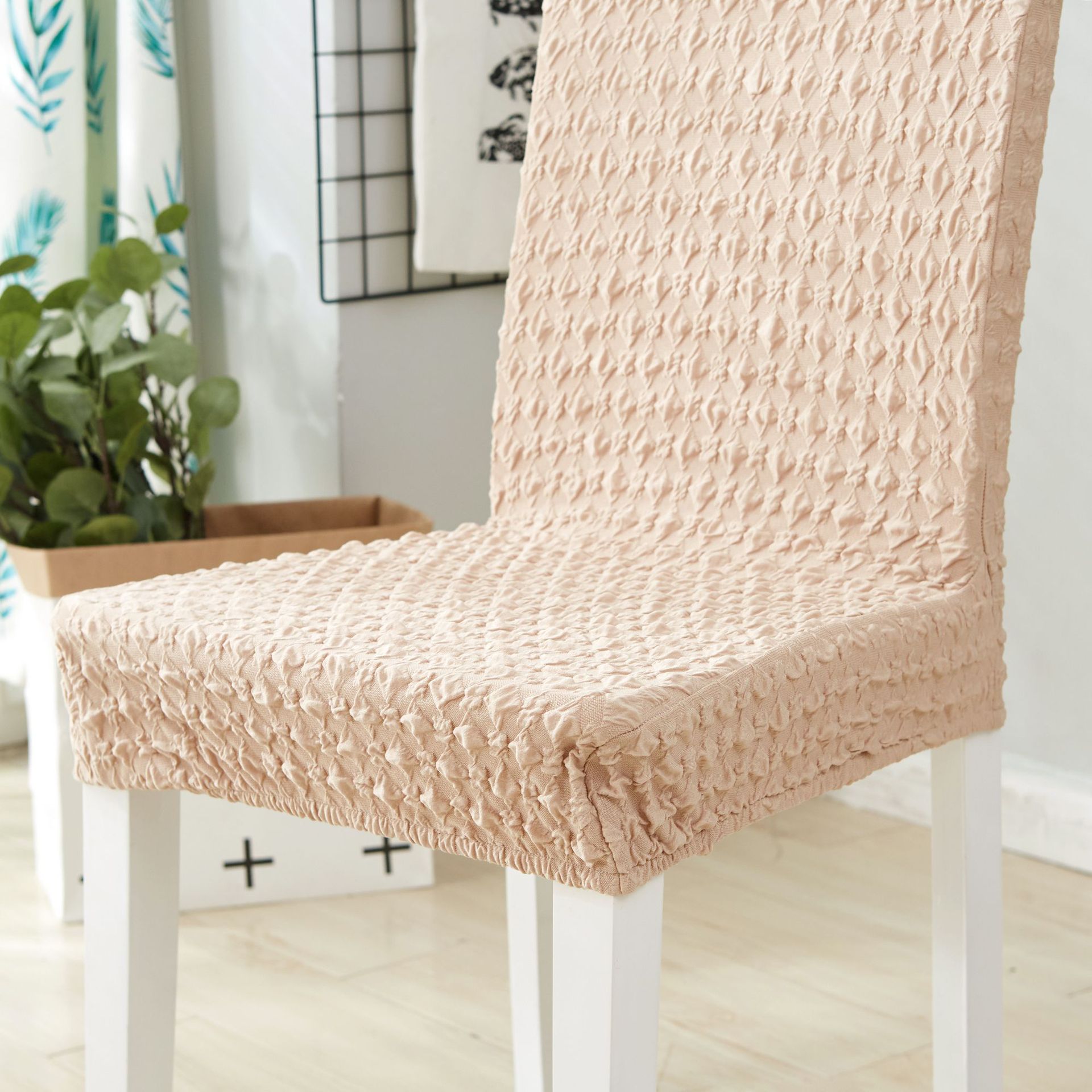 Japanese jacquard milk silk knitting elastic chair cover conjoined office dining chair hotel chair cover sofa cover