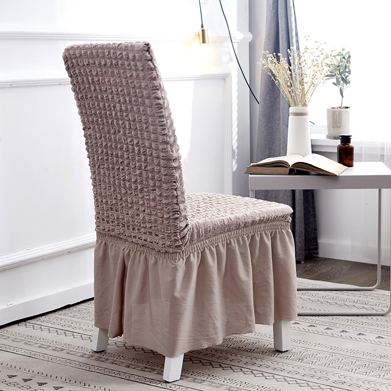 Puffy Skirt Household Elastic Universal One-Piece Dining Table Seat Cover Chair Cover Cover Fabric European Thick Checks Chair Cover Puffy Skirt Household Elastic Universal One-Piece Dining Table Seat Cover Chair Cover Cover Fabric European Thick Checks Chair Cover