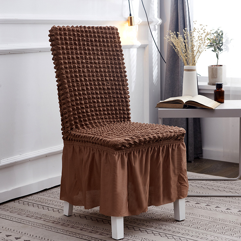 Puffy Skirt Household Elastic Universal One-Piece Dining Table Seat Cover Chair Cover Cover Fabric European Thick Checks Chair Cover Puffy Skirt Household Elastic Universal One-Piece Dining Table Seat Cover Chair Cover Cover Fabric European Thick Checks Chair Cover