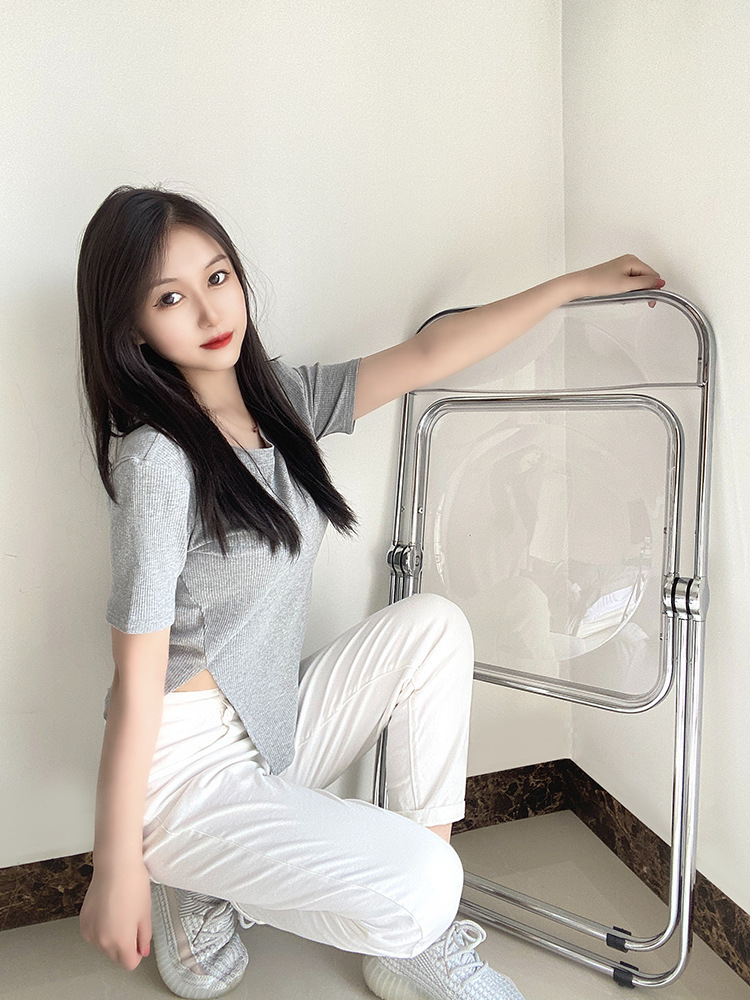 Crystal Chair  Clothing Store Photo Crystal Chair Simple Transparent Acrylic Stool Plastic Folding Backrest Chair
