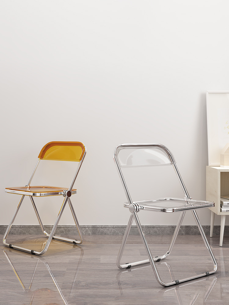 Crystal Chair  Clothing Store Photo Crystal Chair Simple Transparent Acrylic Stool Plastic Folding Backrest Chair