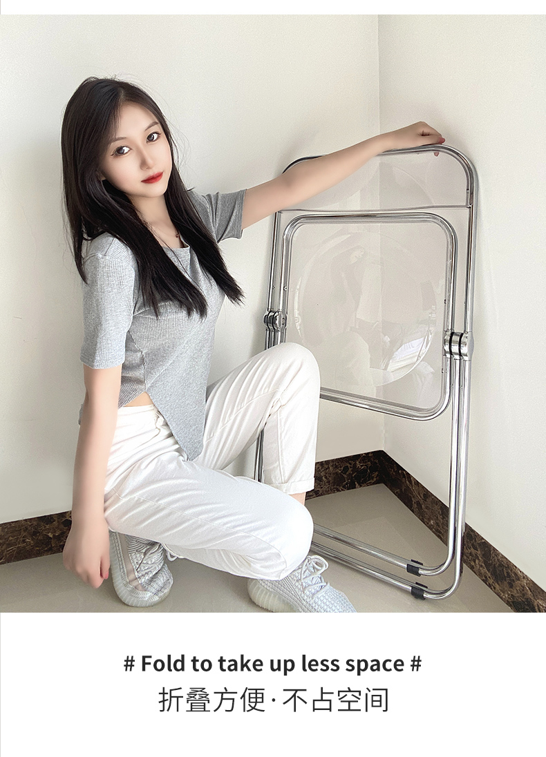 Crystal Chair  Clothing Store Photo Crystal Chair Simple Transparent Acrylic Stool Plastic Folding Backrest Chair