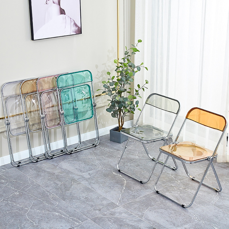 Transparent Folding Chair Acrylic Crystal Chair Designer Photo Negotiation Chair Ins Style Home Dining Chair