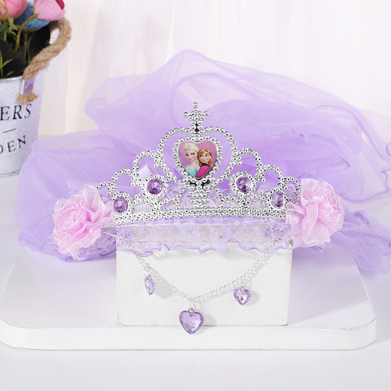 New Crown Veil Children's Travel Ornament Wedding Garland Lace Princess Headwear Garland Luminous Veil New Crown Veil Children's Travel Ornament Wedding Garland Lace Princess Headwear Garland Luminous Veil