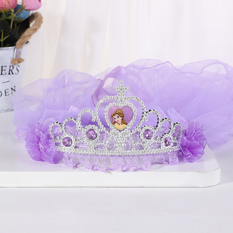 New Crown Veil Children's Travel Ornament Wedding Garland Lace Princess Headwear Garland Luminous Veil New Crown Veil Children's Travel Ornament Wedding Garland Lace Princess Headwear Garland Luminous Veil