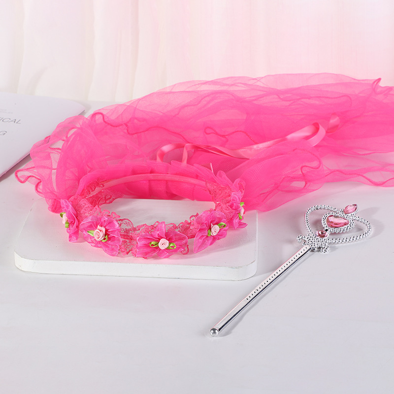 New Crown Veil Children's Travel Ornament Wedding Garland Lace Princess Headwear Garland Luminous Veil New Crown Veil Children's Travel Ornament Wedding Garland Lace Princess Headwear Garland Luminous Veil