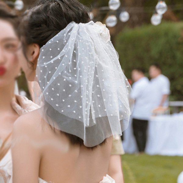 DOT DOT Net Double Layer Small Veil Wedding Headdress Short Veil Trip Shoot Wedding Wedding Veil