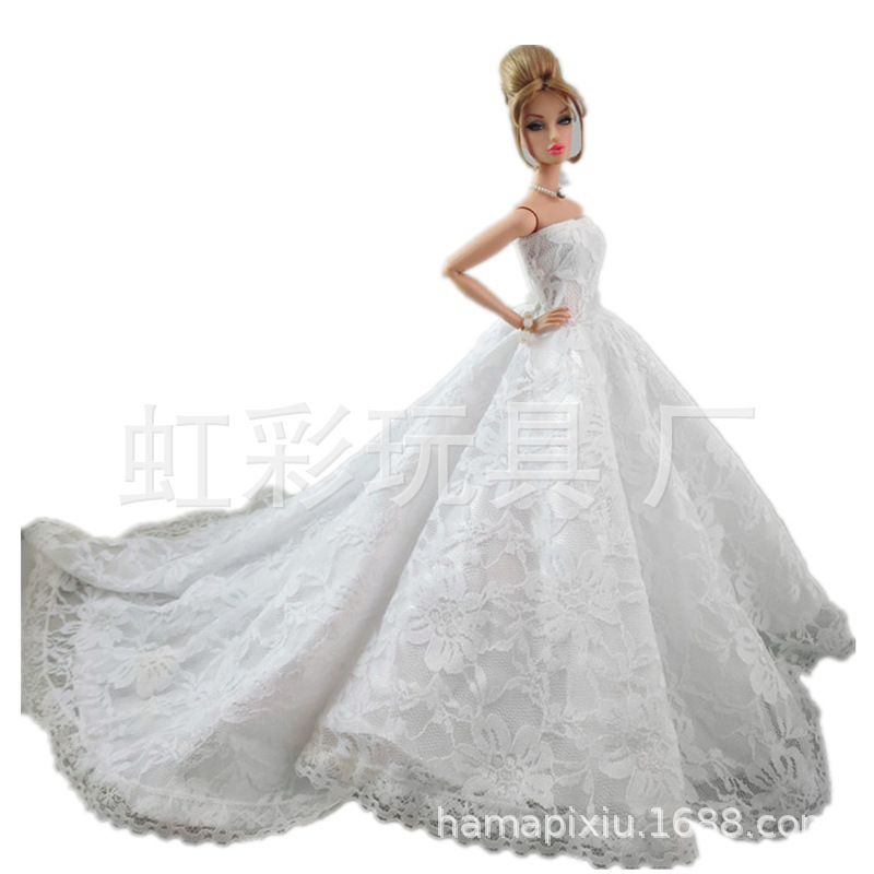 White Trailing Wedding Dress with Veil Dress-up Doll 30cm Wedding Dress 2020 Generation E-Commerce Ping White Trailing Wedding Dress with Veil Dress-up Doll 30cm Wedding Dress 2020 Generation E-Commerce Ping
