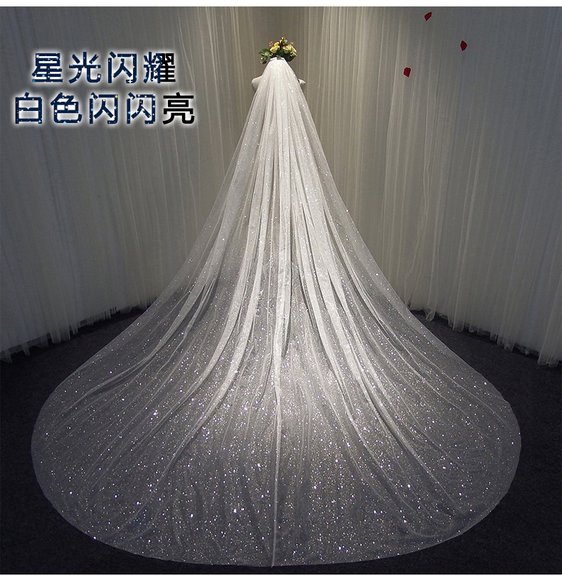 Tiktok Same Veil 2020 New Internet Celebrity Selfie Super Fairy Luxury Veil Bridal Wedding Trailing Shiny Veil Tiktok Same Veil 2020 New Internet Celebrity Selfie Super Fairy Luxury Veil Bridal Wedding Trailing Shiny Veil