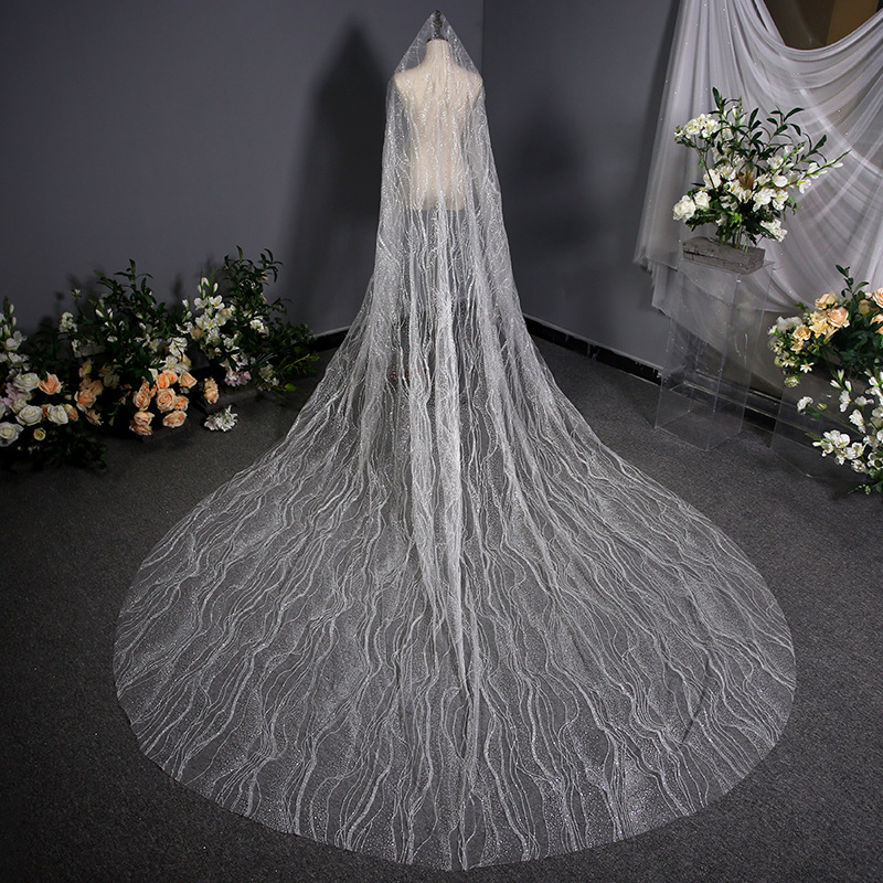 Korean Wedding Dress Pure White Long Luxury Big Veil Tiktok Veil Headdress Fairy Wedding Veil