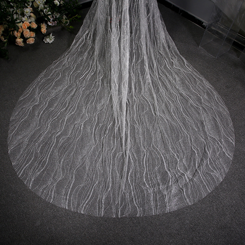 Korean Wedding Dress Pure White Long Luxury Big Veil Tiktok Veil Headdress Fairy Wedding Veil