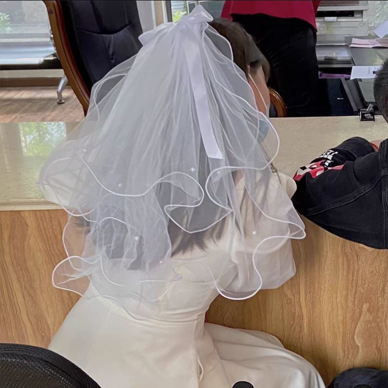Veil Light-Emitting Double-Layer Super Fairy New Bow Double-Layer Ribbon Bow Veil Headwear with Light Wedding Veil Veil Light-Emitting Double-Layer Super Fairy New Bow Double-Layer Ribbon Bow Veil Headwear with Light Wedding Veil