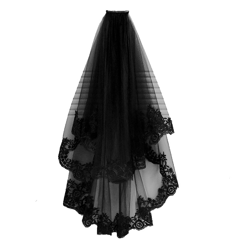 Black Veil Short Lace Headdress Spiritual Love Wedding Dress Witch Halloween Party Photo Veil Veil Black Veil Short Lace Headdress Spiritual Love Wedding Dress Witch Halloween Party Photo Veil Veil