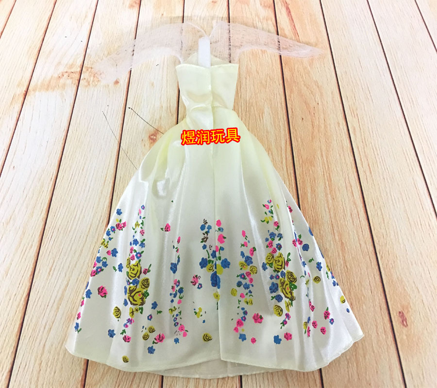 Cinderella Barbie Doll Costume Beige Dress One-Piece Dress Wedding Dress Veil Suit