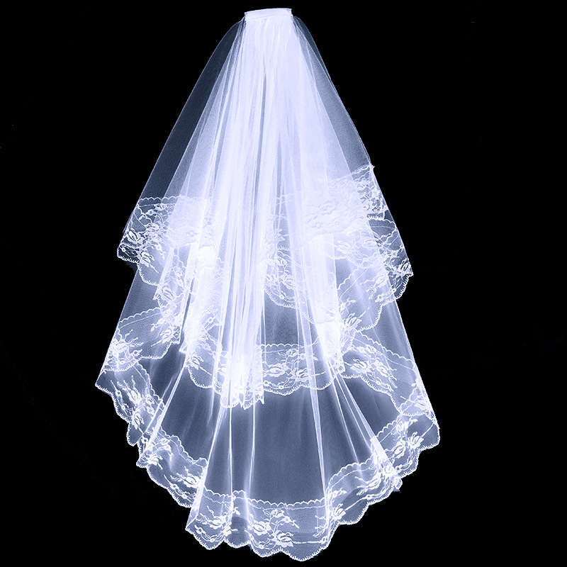 Black Halloween Headdress Lace Short Bridal Veil Vintage Face Cover Wedding Photo White Wedding Veil