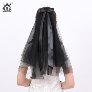 Black Halloween Headdress Lace Short Bridal Veil Vintage Face Cover Wedding Photo White Wedding Veil