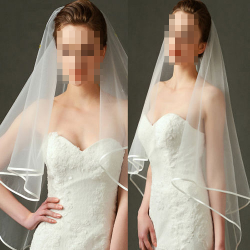 Wedding Veil Spot Amazon EBay Hot Sale Double-Layer Edging Veil plus Hair Comb Bachelor Party Bridal Veil Veil