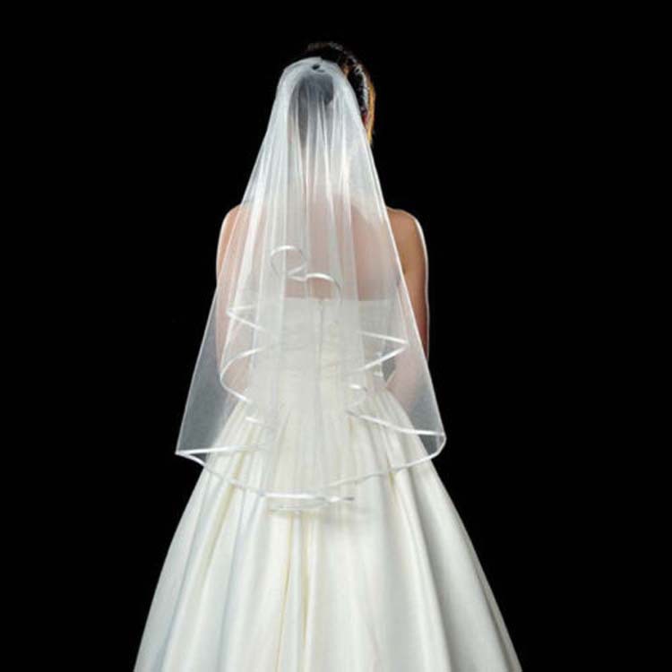 Wedding Veil Spot Amazon EBay Hot Sale Double-Layer Edging Veil plus Hair Comb Bachelor Party Bridal Veil Veil