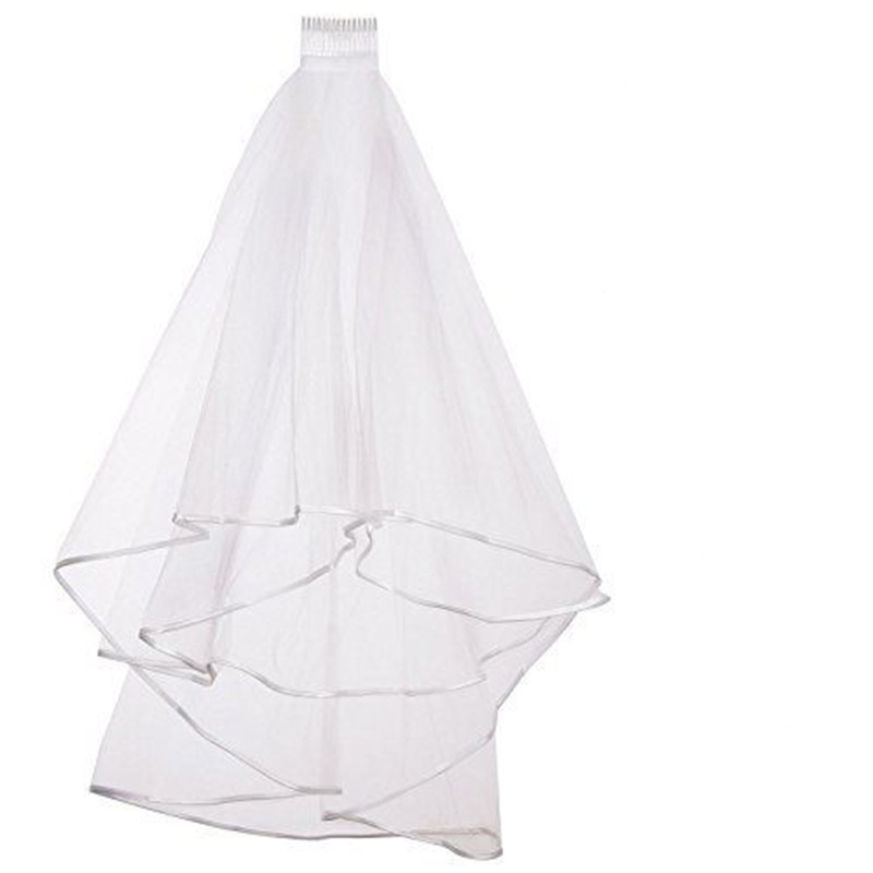 Wedding Veil Spot Amazon EBay Hot Sale Double-Layer Edging Veil plus Hair Comb Bachelor Party Bridal Veil Veil