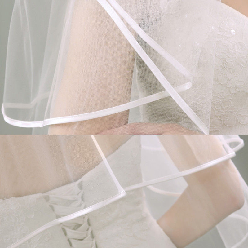 Wedding Veil Spot Amazon EBay Hot Sale Double-Layer Edging Veil plus Hair Comb Bachelor Party Bridal Veil Veil