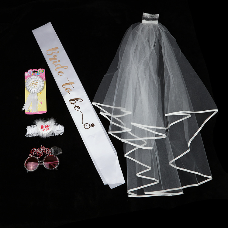 Wedding Veil Spot Amazon EBay Hot Sale Double-Layer Edging Veil plus Hair Comb Bachelor Party Bridal Veil Veil