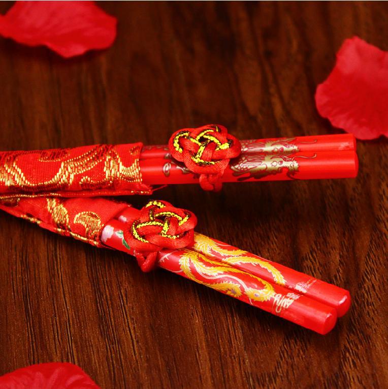 Children Prosperity Brought by the Dragon and the Phoenix Bamboo Chopsticks Wedding Couple Chopsticks Wedding Chopsticks