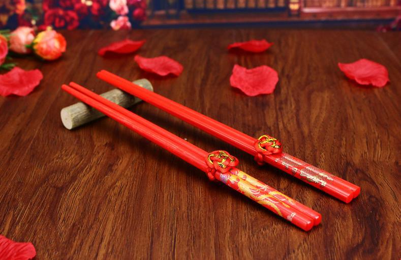 Children Prosperity Brought by the Dragon and the Phoenix Bamboo Chopsticks Wedding Couple Chopsticks Wedding Chopsticks