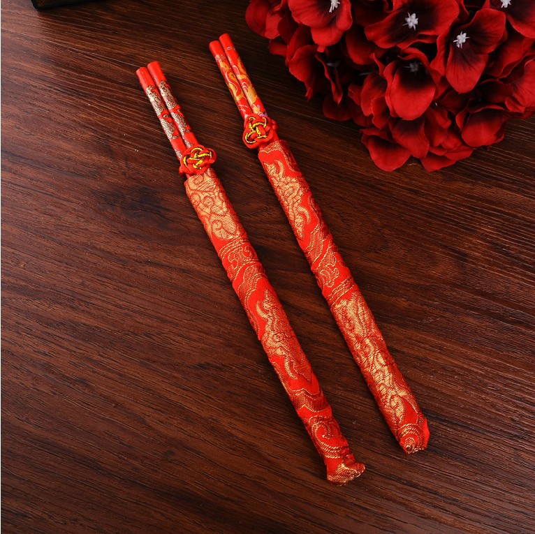 Children Prosperity Brought by the Dragon and the Phoenix Bamboo Chopsticks Wedding Couple Chopsticks Wedding Chopsticks