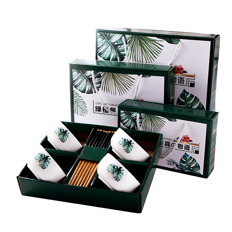 Japanese chopsticks set creative gifts Blue and white porcelain bowl porcelain tableware set wedding small gifts whole