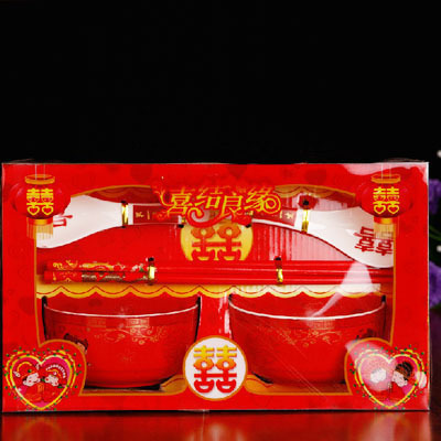 Wedding Bowl Set Wedding Bowl and Chopsticks Set Female Party Dowry Mother&#039;s Home a Pair of Bowl Red Bowl Bowl Chopsticks Wedding Supplies Complete Collection