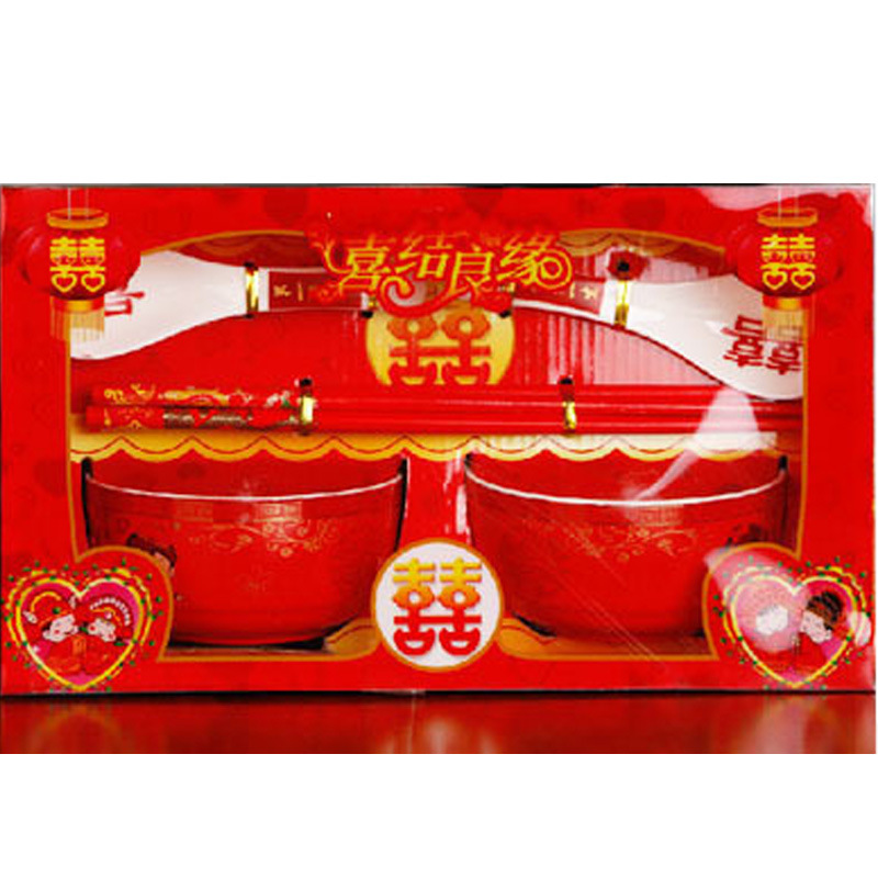 Wedding Bowl Set Wedding Bowl and Chopsticks Set Female Party Dowry Mother&#039;s Home a Pair of Bowl Red Bowl Bowl Chopsticks Wedding Supplies Complete Collection