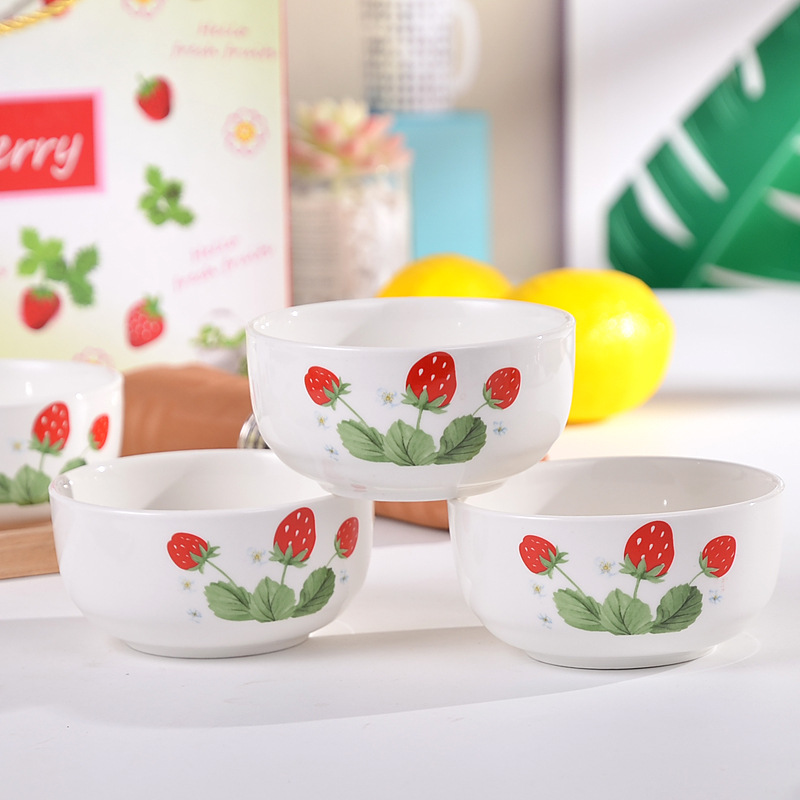 cartoon calf eat rice bowl strawberry ceramic bowl tableware business will sell chopsticks set wedding with hand gifts cartoon calf eat rice bowl strawberry ceramic bowl tableware business will sell chopsticks set wedding with hand gifts