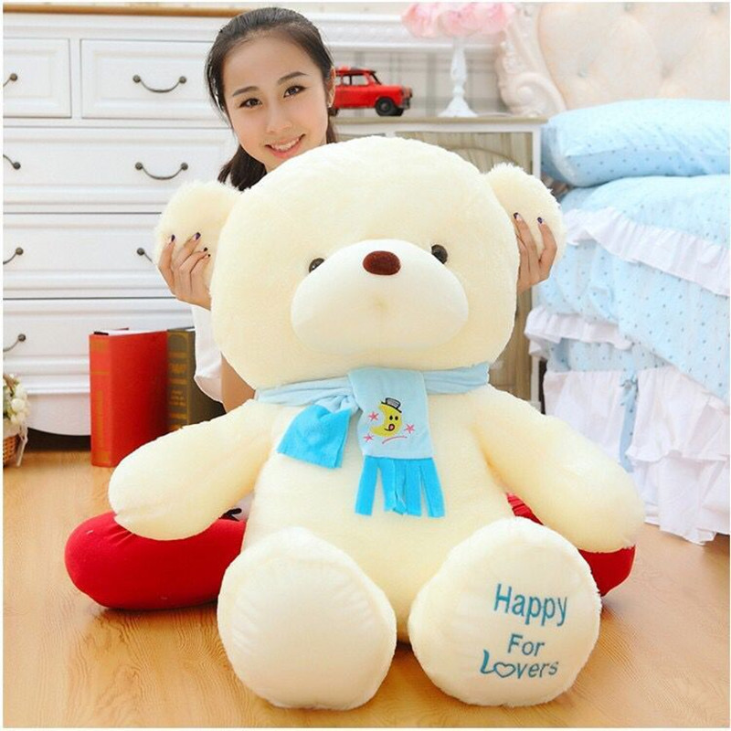 Luminous cuddly bear couple scarf bear big doll teddy bear plush toy Rag Doll doll