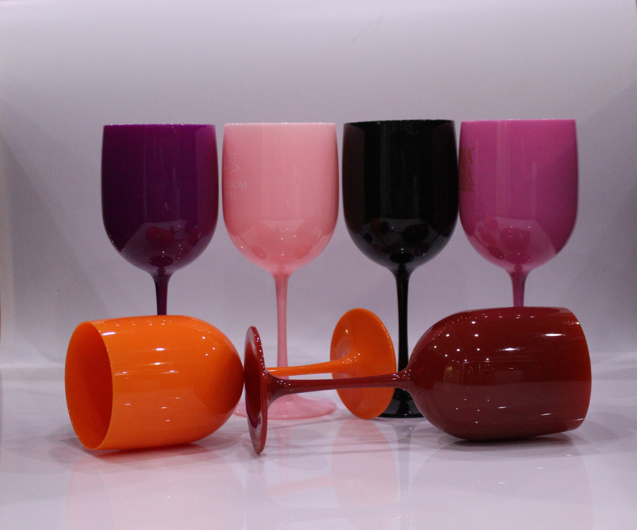 Pink Red Wine Glass Plastic Red Wine Goblet Food Grade as Acrylic PS Plastic Champagne Glass Plastic Juice Cup