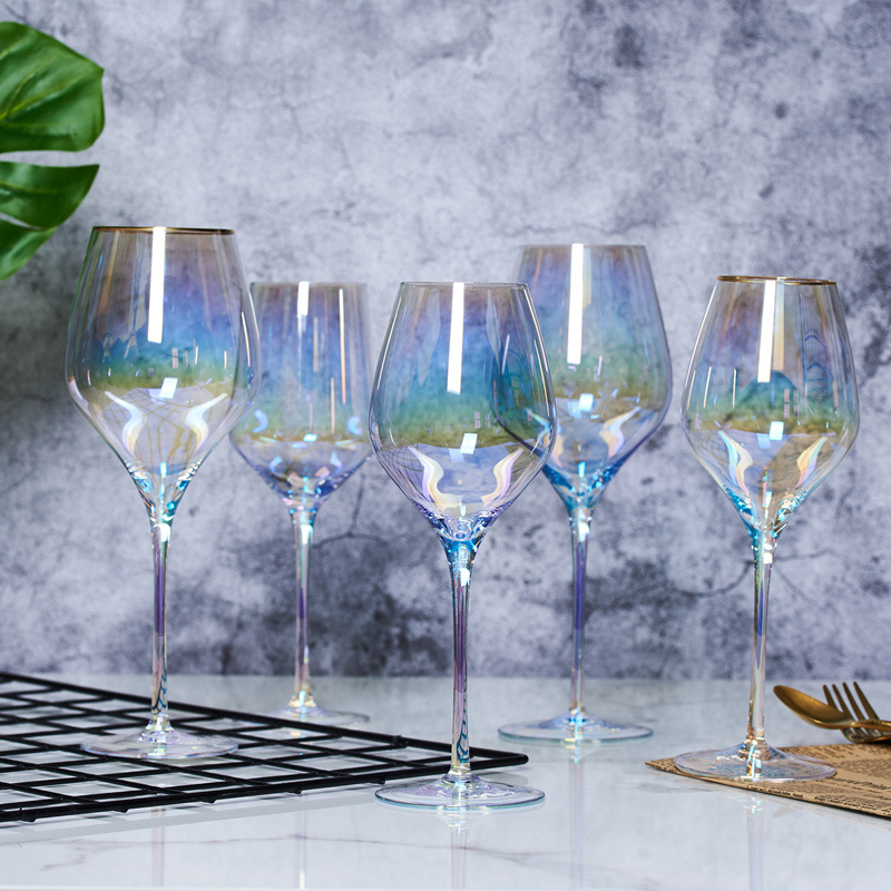 Goblet Rainbow Cup Colorful Crystal Champagne Glass Color Red Wine Glass Creative Ion Plating Wine Glass Champagne Glass