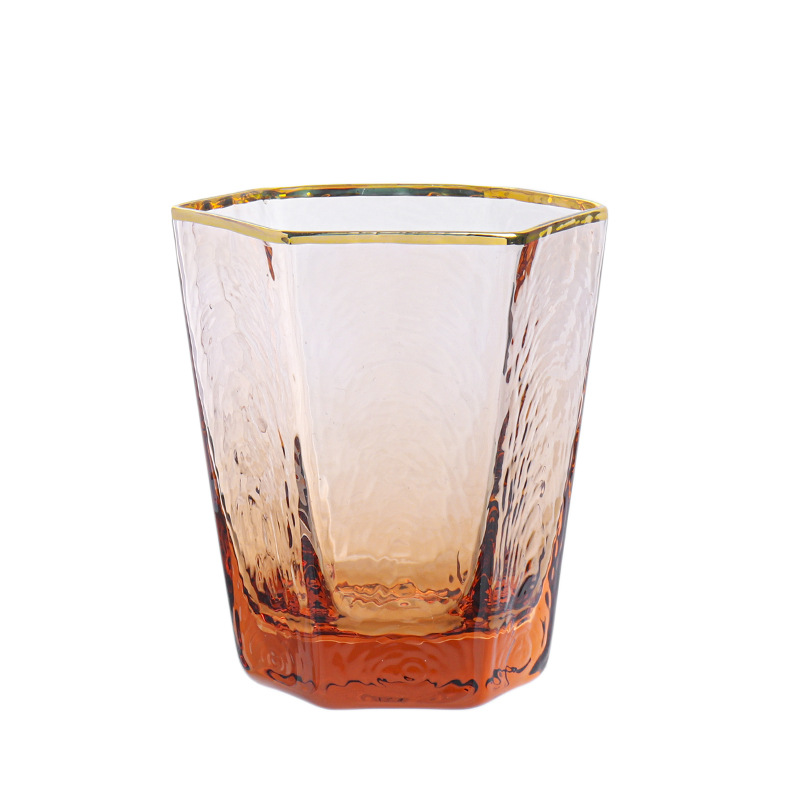 Light Luxury Phnom Penh Hammered Champagne Glass Household Creative Fashion Hexagonal Glass Juice Cold Drink Wine Glass
