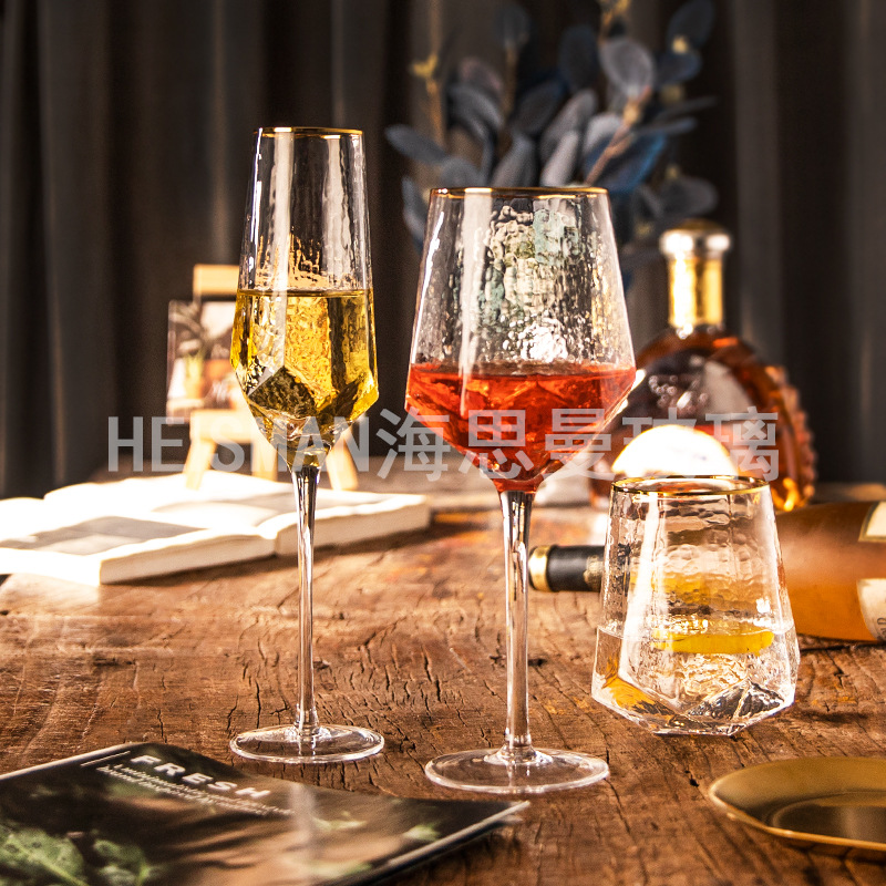 Light Luxury Diamond Hammered Goblet Lead-Free Crystal Red Wine Glass Ins Colorful Champagne Glass Water Ripple Wine Glass Wholesale Light Luxury Diamond Hammered Goblet Lead-Free Crystal Red Wine Glass Ins Colorful Champagne Glass Water Ripple Wine Glass Wholesale