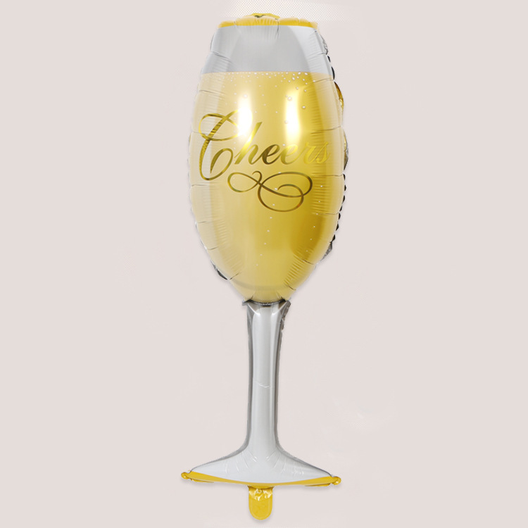 Factory Champagne Glass Balloon Birthday Party Decoration Balloon Wine Bottle Goblet Shape Aluminum Film Balloon