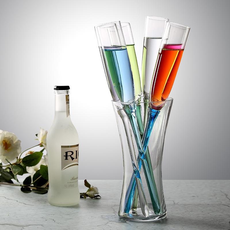 Factory Direct Supply Color Beach Champagne Glass 6 Cups 1 Seat Set Bubble Champagne Goblet Champagne Glass