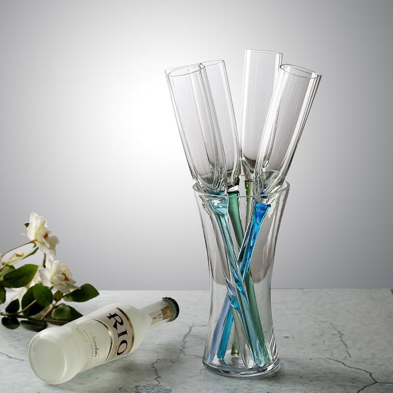 Factory Direct Supply Color Beach Champagne Glass 6 Cups 1 Seat Set Bubble Champagne Goblet Champagne Glass